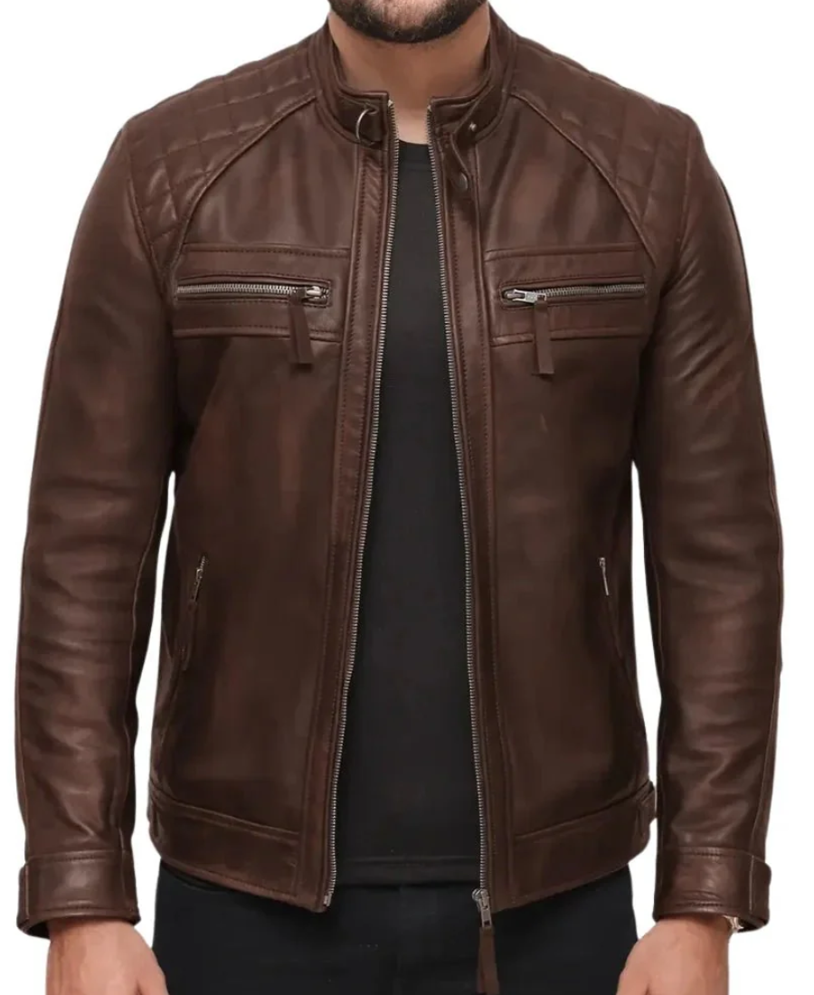 Men’s Lambskin Chocolate Brown Biker Leather Jacket Men’s Lambskin Chocolate Brown Biker Leather Jacket - Trendy Leather Jackets
