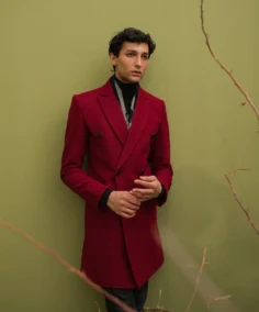 Men's Persian Plum Red Long Coat - Trendy Leather Jackets