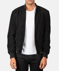 Men's Shane Bomber Suede Jacket Black - Trendy Leather Jackets