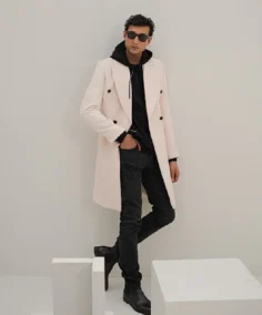 Men's White Winter Long Coat Side - Trendy Leather Jackets
