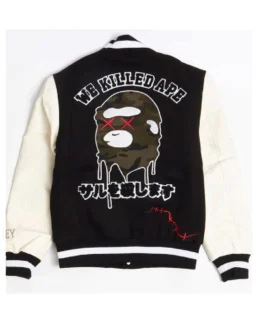 Robert Phillipe We Killed Ape Black Wool Varsity Jacket Back - Trendy Leather Jackets