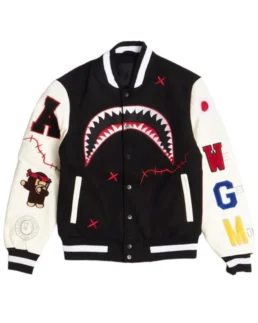 Robert Phillipe We Killed Ape Black Wool Varsity Jacket Front - Trendy Leather Jackets