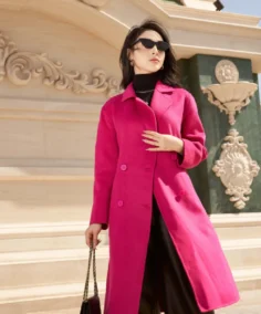 Sixdo Double Breasted Pink Long Coat - Trendy Leather Jackets
