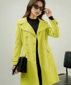 Sixdo Long Woven Coat Light Green Side - Trendy Leather Jackets