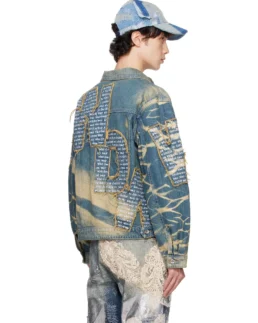 WDW Blue Overlay Denim Jacket Back - Trendy Leather Jackets