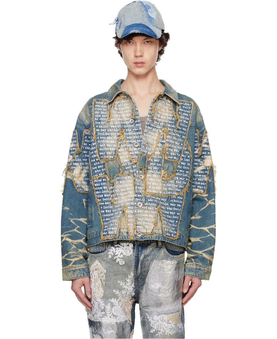 Wdw Blue Overlay Denim Jacket Wdw Blue Overlay Denim Jacket - Trendy Leather Jackets