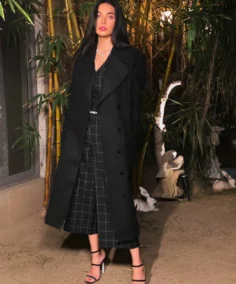 Women's The Black Raven Vogue Edition Long Black Coat Front View - Trendy Leather Jackets