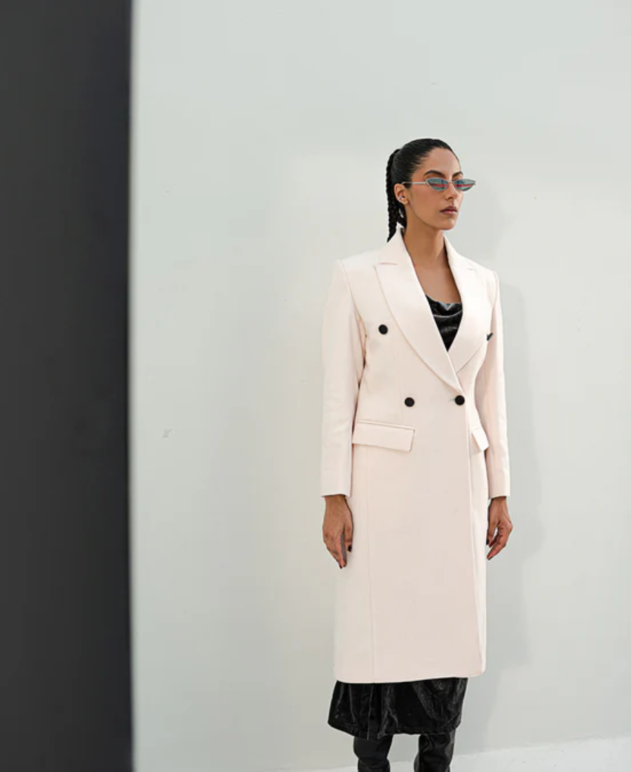 Women'S Trouble White Wool Coat Siide Women'S Trouble White Wool Coat Siide - Trendy Leather Jackets