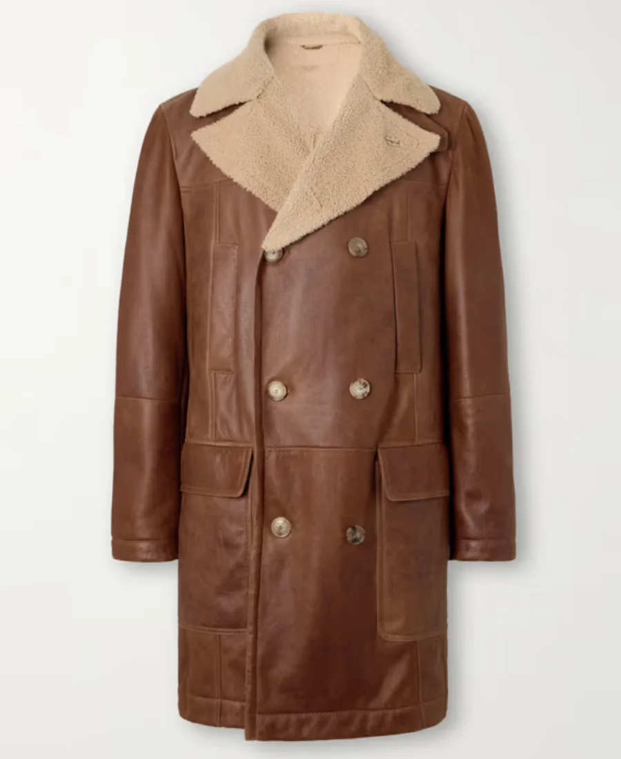 Brunello Cucinelli Double Breasted Shearling Peacoat Brunello Cucinelli Double Breasted Shearling Peacoat - Trendy Leather Jackets