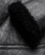 Celine Homme Shearling Lined Textured Bomber Leather Jacket Close Up - Trendy Leather Jackets