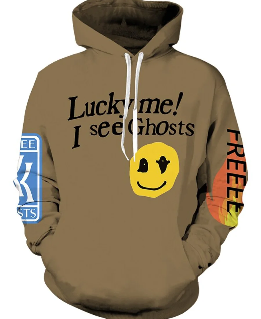 Lucky Me I See Ghosts Hoodie Brown Lucky Me I See Ghosts Hoodie Brown - Trendy Leather Jackets