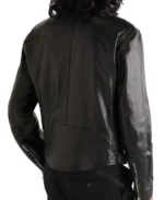 Men’s Black Biker Slim Fit Leather Jacket Back Side