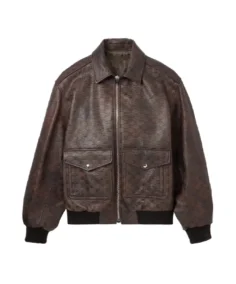 Men's Brown Debossed Leather Jacket trendyleatherjackets