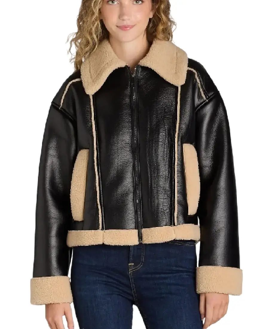 Time And Tru Bonded Faux Shearling Bomber Jacket Time And Tru Bonded Faux Shearling Bomber Jacket