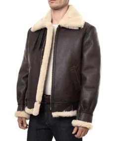Classic Brown Sheepskin B3 Bomber Shearling Jacket Front