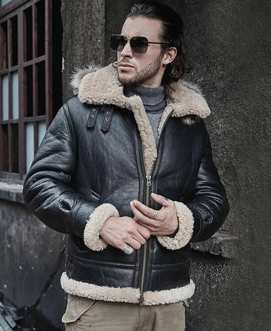 Francis B3 With Detachable Hood Bomber Jacket Francis B3 With Detachable Hood Bomber Jacket - Trendy Leather Jackets