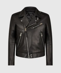 Grain Asymmetric Contrast Biker Leather Jacket - Trendy Leather Jackets