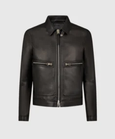 Grain Blouson Contrast Leather Jacket - Trendy Leather Jackets