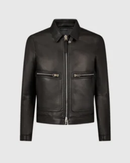 Grain Blouson Contrast Leather Jacket - Trendy Leather Jackets
