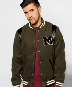Men's Chest Badge Varsity Jacket - Trendy Leather Jackets