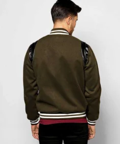 Men's Chest Badge Varsity Jacket Back - Trendy Leather Jackets