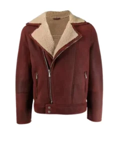 Men’s Shearling Burgundy Leather Jacket - Trendy Leather Jackets