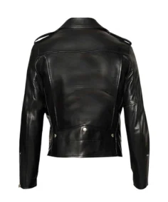 Men’s Stylish Black Leather Biker Jacket Back - Trendy Leather Jackets