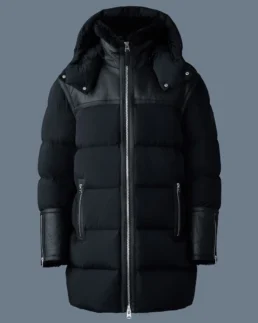 NICHOLAS Mixed-media shearling Puffer Jacket - Trendy Leather Jackets