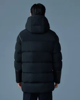 NICHOLAS Mixed-media shearling Puffer Jacket Back - Trendy Leather Jackets