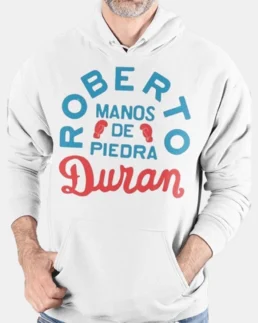 Roberto Duran White Hoodie Front - Trendy Leather Jackets