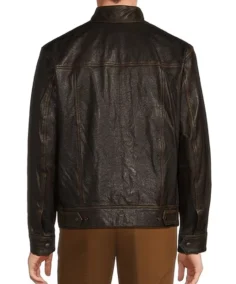 Roundtree & Yorke Big Tall Distressed Leather Jacket Back - Trendy Leather Jacket
