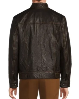 Roundtree & Yorke Big Tall Distressed Leather Jacket Back - Trendy Leather Jacket