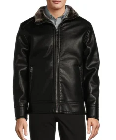 Men's Faux Fur Black Leather Jacket - Trendy Leather Jacket