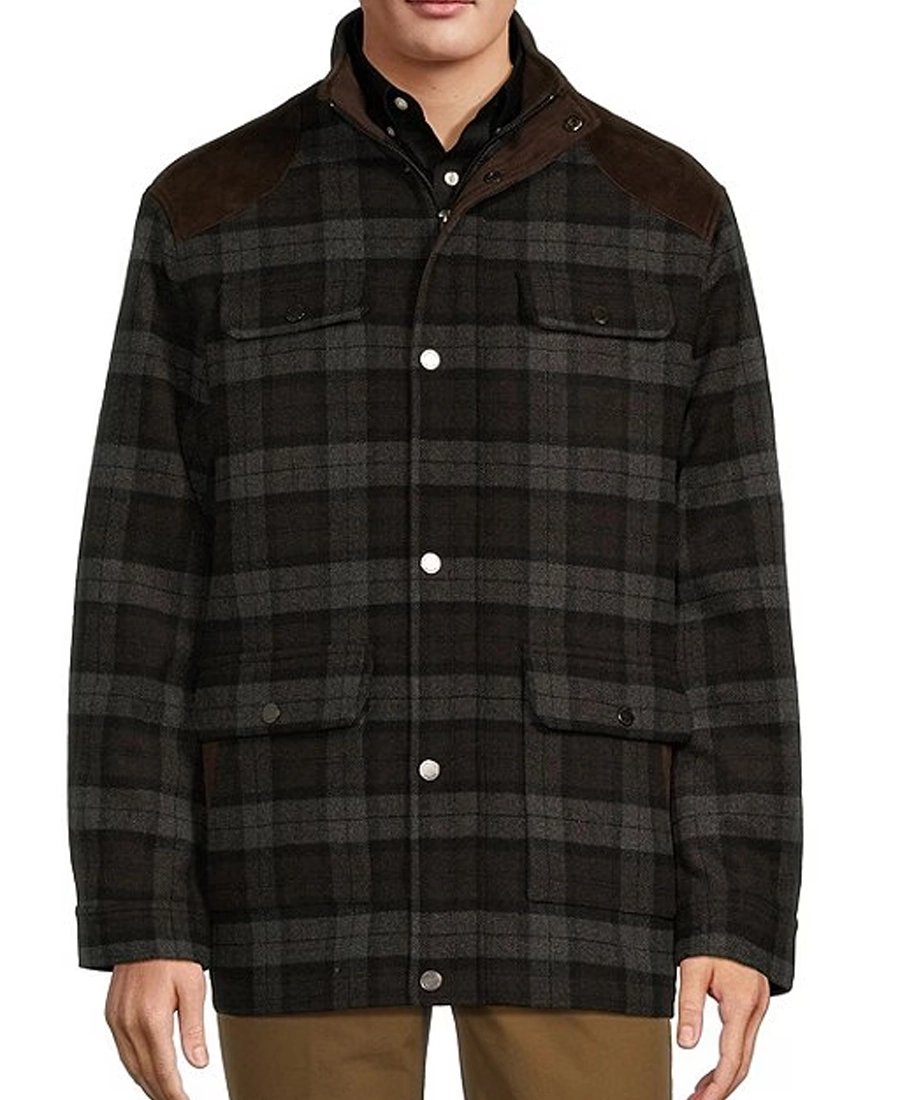 Roundtree &Amp;Amp; Yorke Plaid Wool Blend Jacket Front Roundtree &Amp;Amp; Yorke Plaid Wool Blend Jacket Front - Trendy Leather Jacket