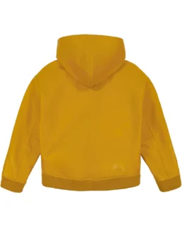 Script Nappa Leather Hoodie Back - Trendy Leather Jacket