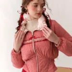 Strawberry Donazi Reversible Down Jacket Front View Imge - Trendy Leather Jacket