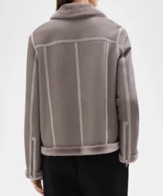 Theory A-Line Shearling Aviator Jacket Back - Trendy Leather Jackets