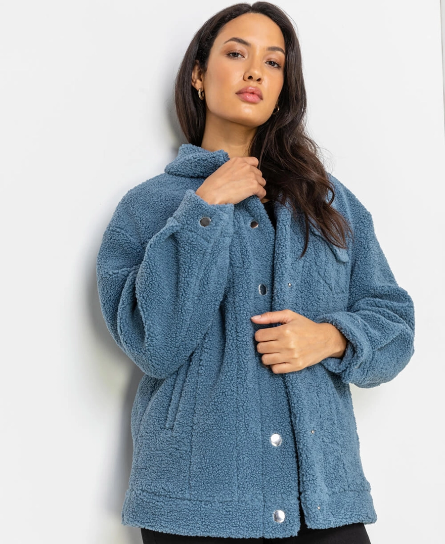 Women Teddy Trucker Sherpa Jacket Women Teddy Trucker Sherpa Jacket - Trendy Leather Jackets