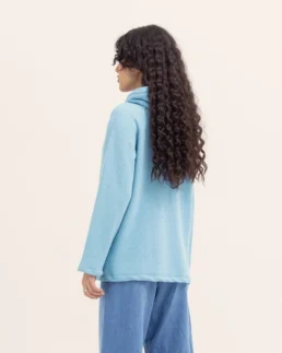 Women's Light Blue Pullover Hoodie Back - Trendy Leather Jackets