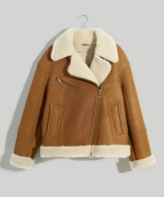 Women's Oversized Shearling Brown Aviator Jacket - Trendy Leather Jackets