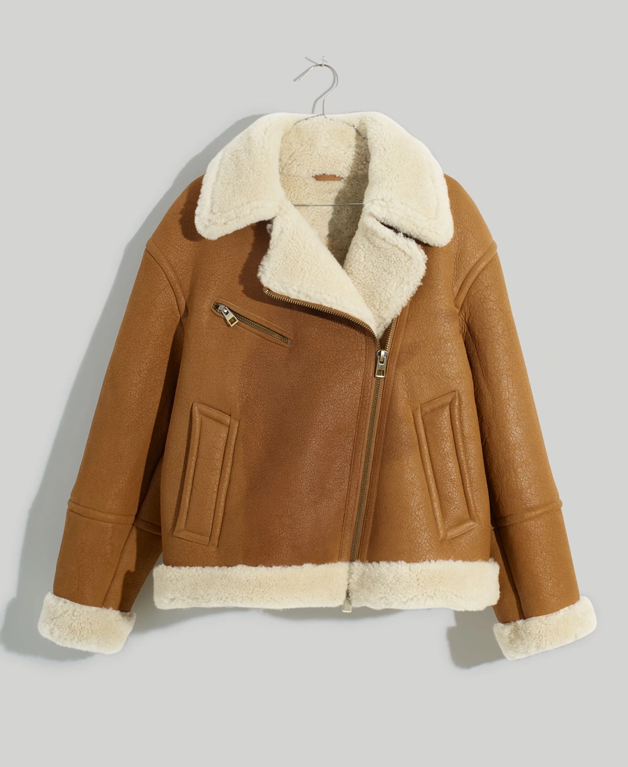 Women'S Oversized Shearling Brown Aviator Jacket Women'S Oversized Shearling Brown Aviator Jacket - Trendy Leather Jackets