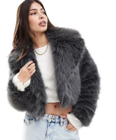 Women's Selfridge Crop Faux Fur Jacket - Trendy Leather Jackets