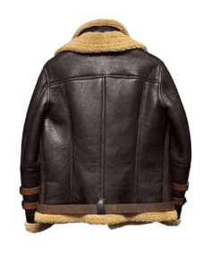 B3 Flight Sheepskin Fur Aviator Leather Jacket Back - Trendy Leather Jackets