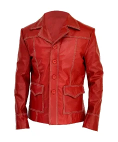 Men's Red Tyler Durden Lambskin Leather Biker Jacket - Trendy Leather Jackets