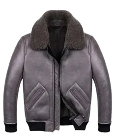 Mens Shearling Grey Sheepskin B2 Leather Jacket - Trendy Leather Jackets