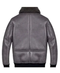Mens Shearling Grey Sheepskin B2 Leather Jacket Back - Trendy Leather Jackets