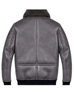 Mens Shearling Grey Sheepskin B2 Leather Jacket Back - Trendy Leather Jackets