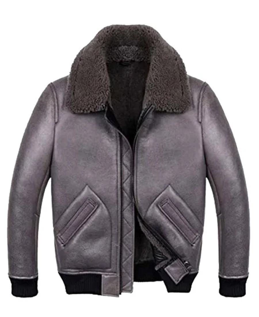 Mens Shearling Grey Sheepskin B2 Leather Jacket Mens Shearling Grey Sheepskin B2 Leather Jacket - Trendy Leather Jackets