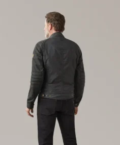 Men's Waxed Cotton Roberts Motorcycle Jacket Back - Trendy Leather Jackets