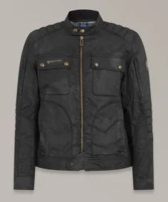 Men's Waxed Cotton Roberts Motorcycle Jacket - Trendy Leather Jackets